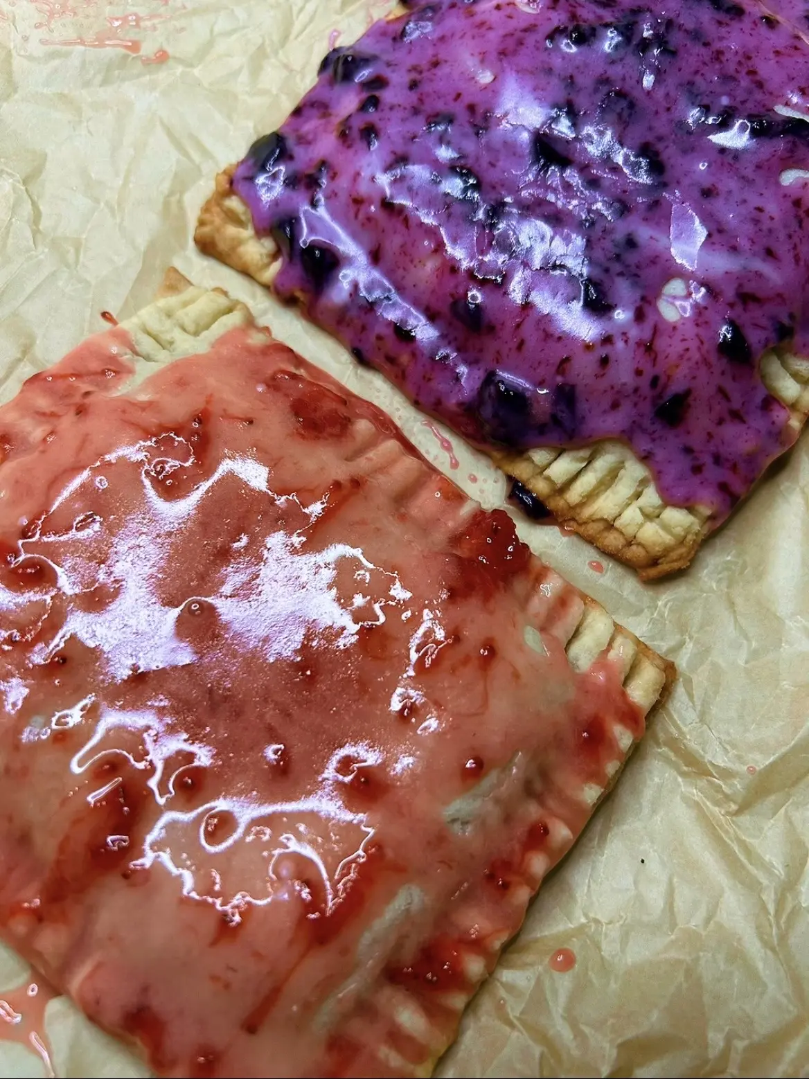 Two berry-glazed plant-based Go-Tarts from Mina's Kitchen